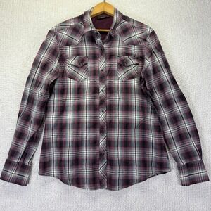 Kuhl Flannel Shirt Western Plaid‎ Long Sleeve Pearl Snap Casual Mens Size Large